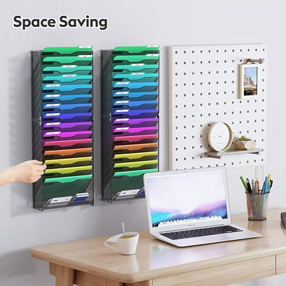 samstar 2 Pack 16 Tier Wall File Organizer Hanging Wall File Holder Wall Mount - Image 3