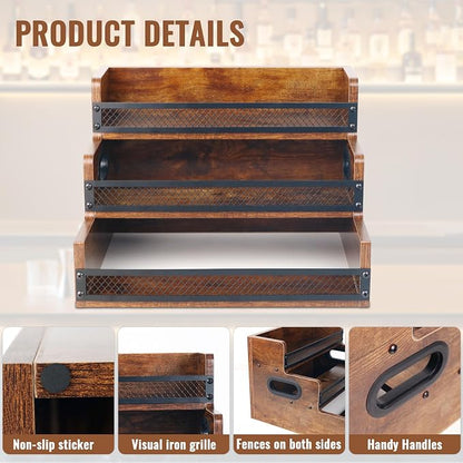 Liquor Bottle Display Shelf, Coffee Syrup Rack Organizer, 2 Pack 3 Step - Image 3