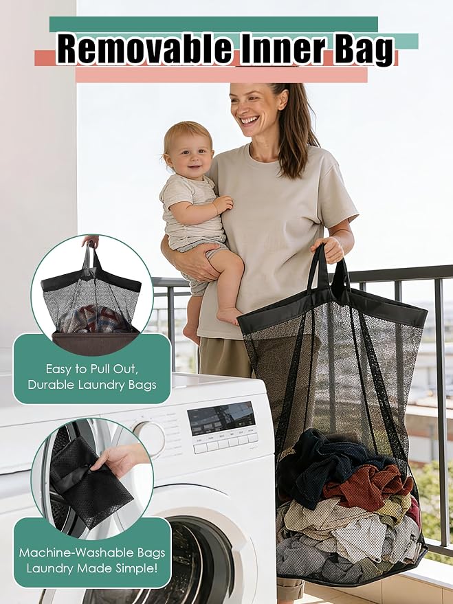 WTREE Laundry Hamper with Lid, Reinforced Sturdy Clothes Hamper with - Image 3