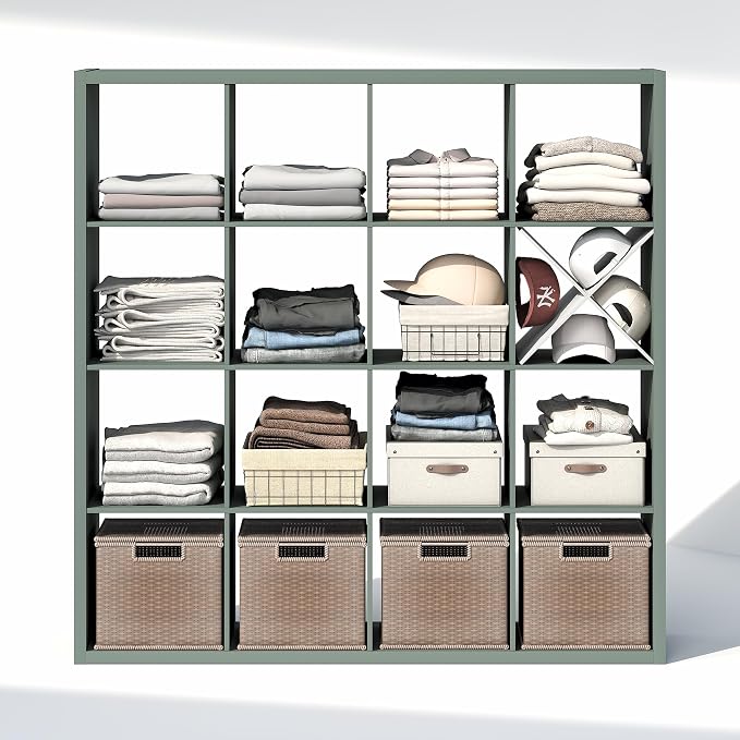 Furinno Cubic Extra Thick 16-Cube Closet Organizers and Storage, Sage Green | - Image 6