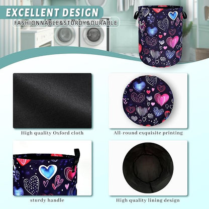 Hand Drawn Love Hearts Pattern Laundry Hamper - Image 4