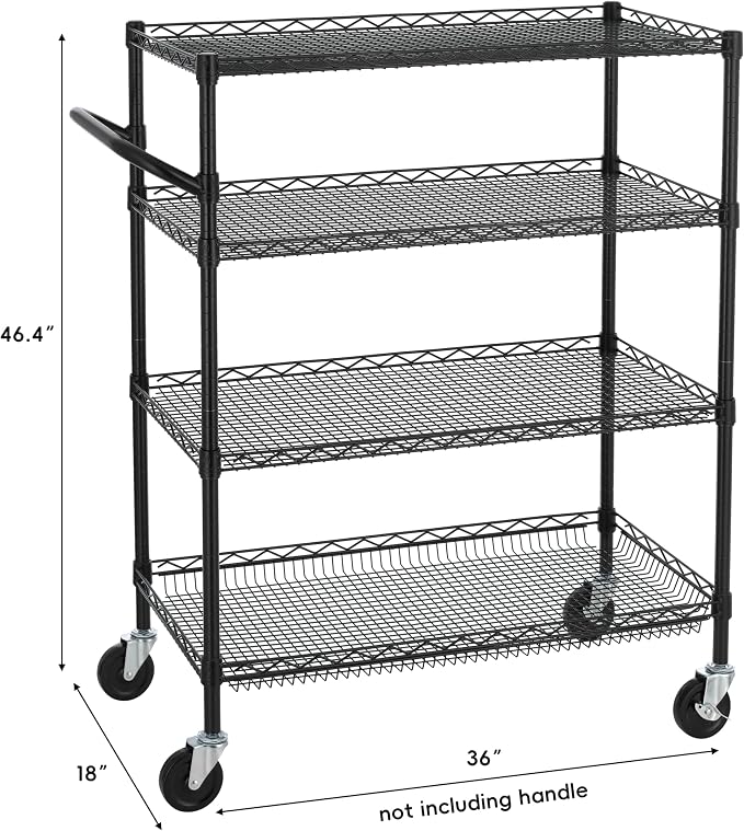 Finnhomy 4 Tier Heavy Duty Commercial Grade Rolling Cart - Image 3