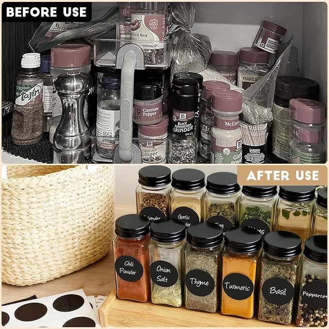 6Pcs Spice Jars with Label, 4oz Empty Square Seasoning Containers, Spice Jars - Image 4