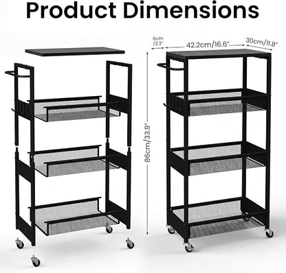 Rolling Utility Cart, 4 Tier Metal Storage Cart - Image 7