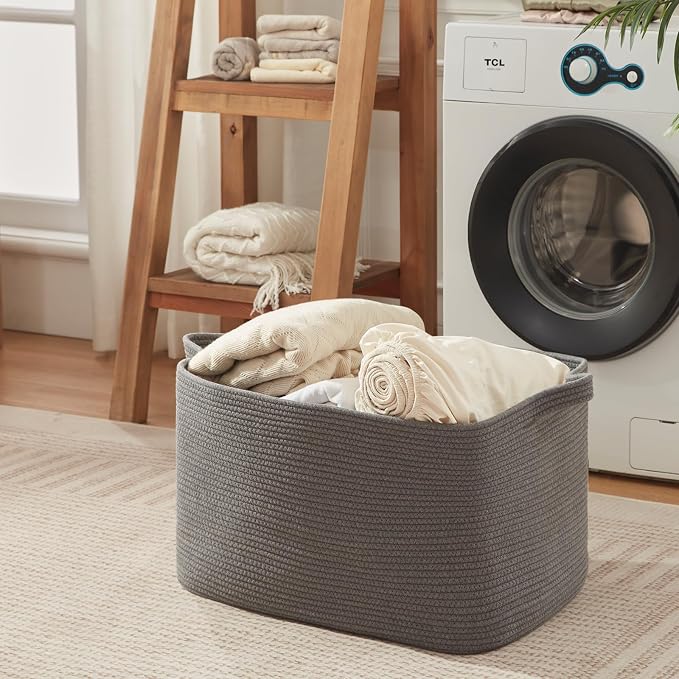 118L Extra Large Blanket Basket, 24.8" x 17.7" x 17.2" Woven Storage Basket - Image 5