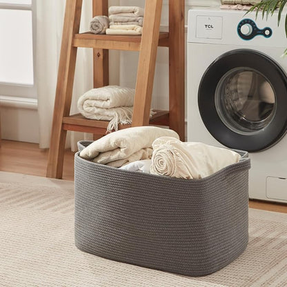 118L Extra Large Blanket Basket, 24.8" x 17.7" x 17.2" Woven Storage Basket - Image 5