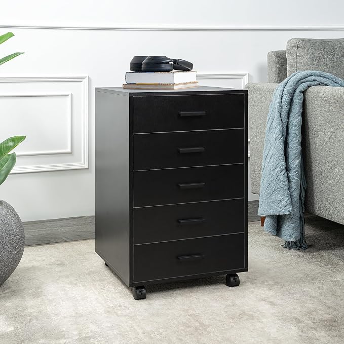 Naomi Home 5-Drawer Under Desk Rolling Storage Cart - Image 3