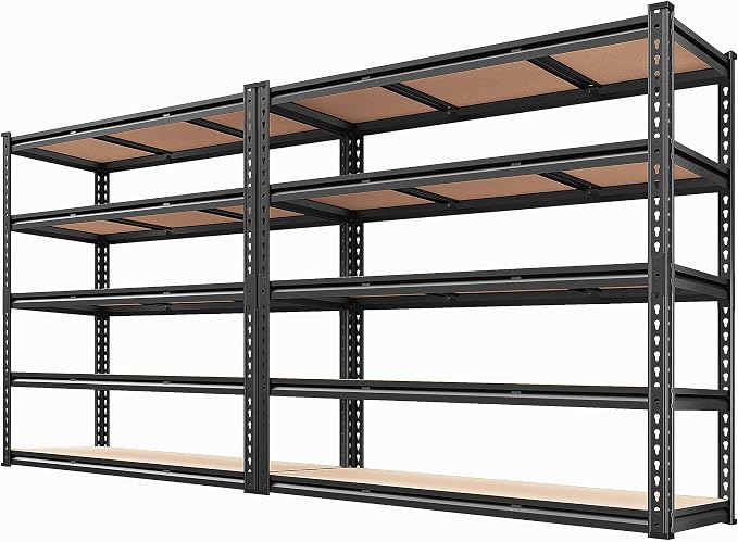 REIBII 48" W Garage Shelving 3020LBS Storage Shelves 5 Tier Heavy Duty Shelving by REIBII