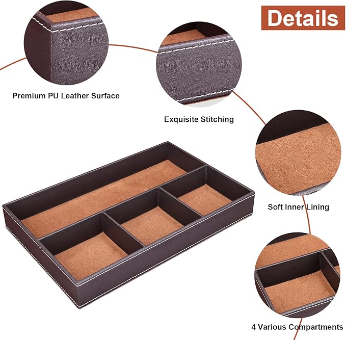 GORESE 2 Pieces Faux Leather Valet Tray - Image 4