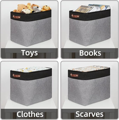 HNZIGE Fabric Storage Baskets Large Cloth Baskets Set of 2, Rectangular Shelf - Image 3