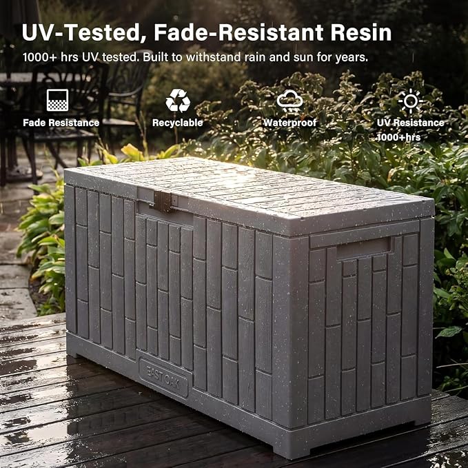 EAST OAK Outdoor Storage Box, 80 Gallon Deck Box, Waterproof Resin Storage Bin - Image 5
