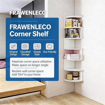 7-Tier Corner Shelf Wall Mount, Screw-Mounted Floating Bookshelf - Image 4