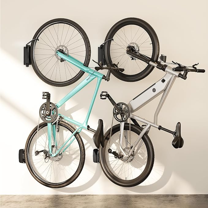 2 Pack Bike Hooks for Garage, Heavy Duty Swivel Bike Wall Mount, Holds 77 Lbs - Image 2