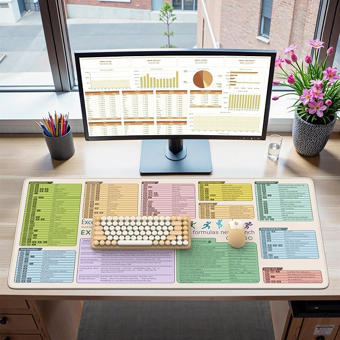 iCasso Excell Cheat Sheet Desk Mat, Excel Mouse Pad Shortcuts, Extended Large - Image 7
