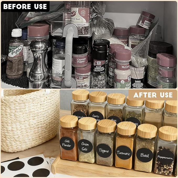 6Pcs Spice Jars with Label, 4oz Empty Square Seasoning Containers, Spice Jars - Image 4