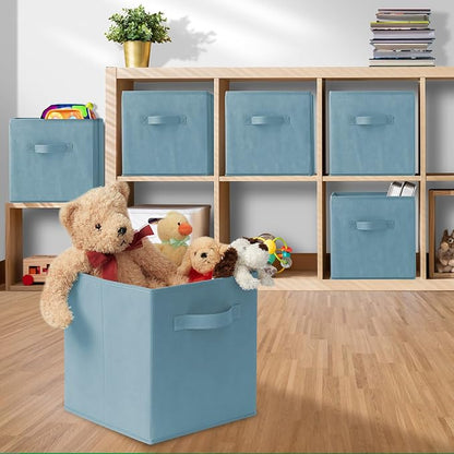 Casafield Set of 6 Collapsible Fabric Cube Storage Bins, Baby Blue - Image 5