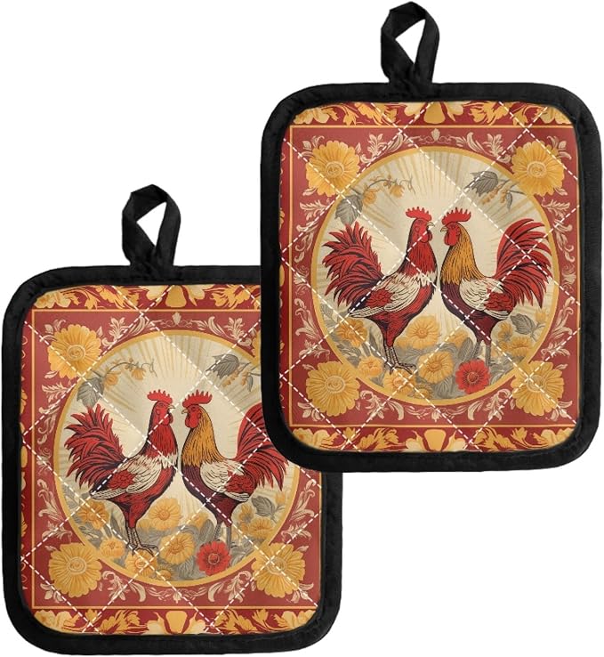 2Pcs Vintage Red Chicken Gold Boho Flower Pot Holder by Jndtueit
