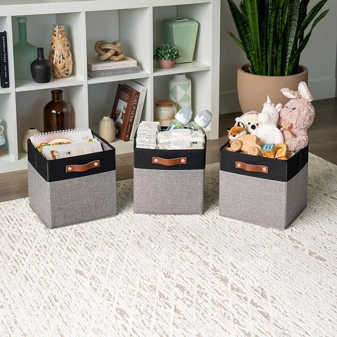 OrganiHaus 11" x 11" x 11" Fabric Cube Storage Bins - Image 4