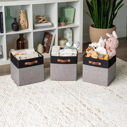 OrganiHaus 11" x 11" x 11" Fabric Cube Storage Bins - Image 4