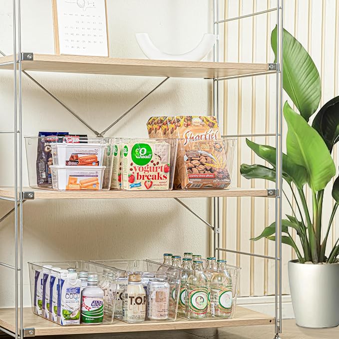 Attelite Clear Plastic Storage Bins, Large 12 Pack Pantry Organizer - Image 4