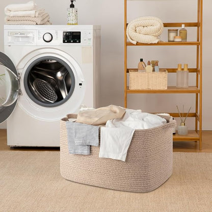 65L Large Storage Basket, Cotton Rope Woven Blanket Basket, Toy Storage - Image 7