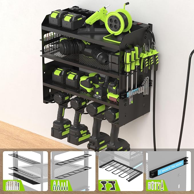HUPBIPY Modular Power Tool Organizer Wall Mount Drill Holder Garage Shelf | 4 - Image 3