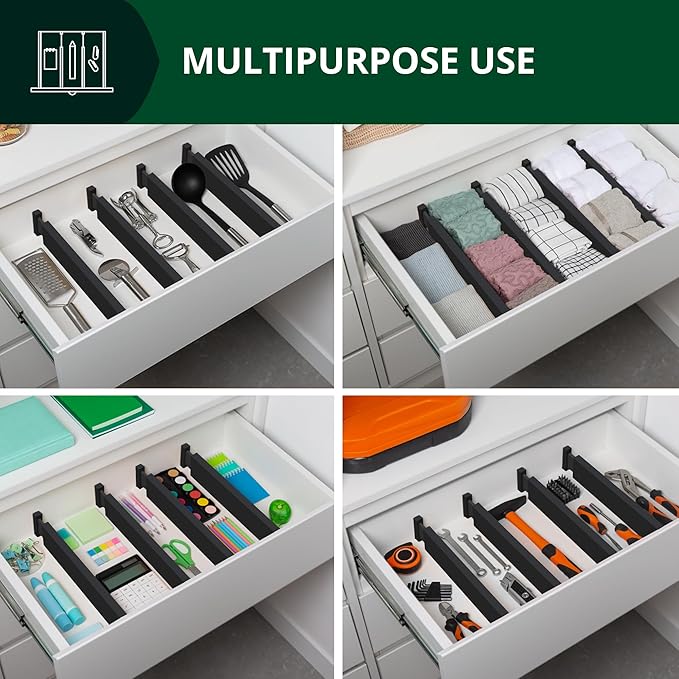 Bamboo Drawer Dividers Organizers, Adjustable Drawer Separator Splitters - Image 6