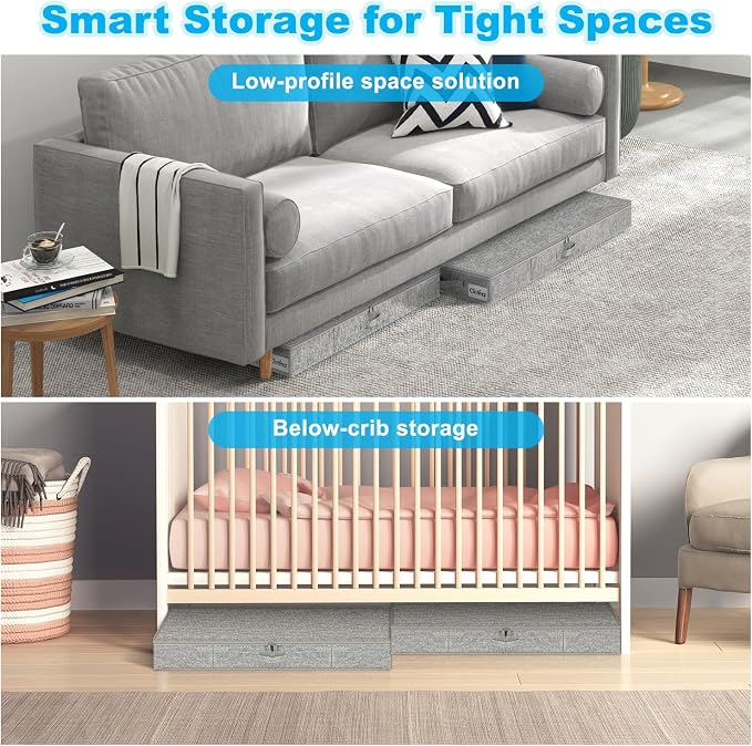 Under Bed Storage Container Bins 4 Pack, 5 Inch Thin Low Profile Underbed - Image 5