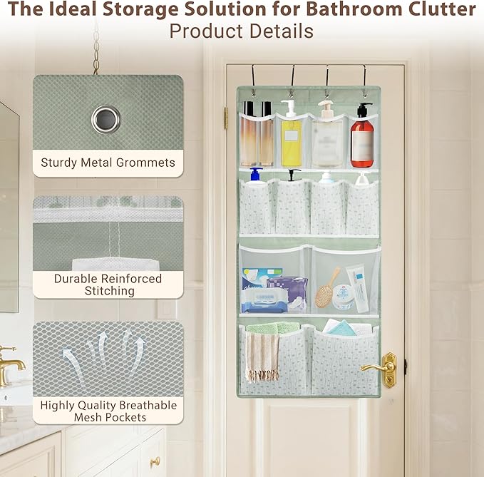 2 Pack- 12 Pocket Over Door Hanging Storage Organizer - Image 6