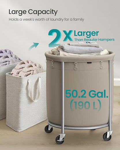 SONGMICS Laundry Basket, Rolling Steel Frame - Image 3