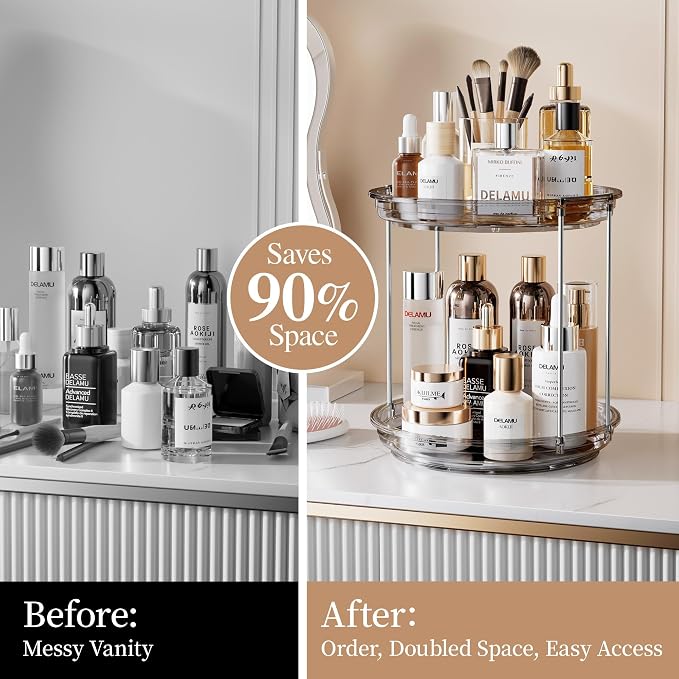 Delamu 2 Tier Rotating Makeup Organizer - Image 3