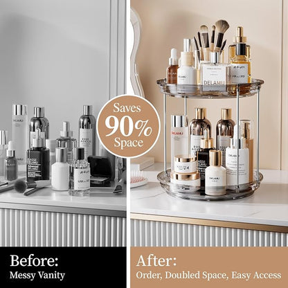 Delamu 2 Tier Rotating Makeup Organizer - Image 3