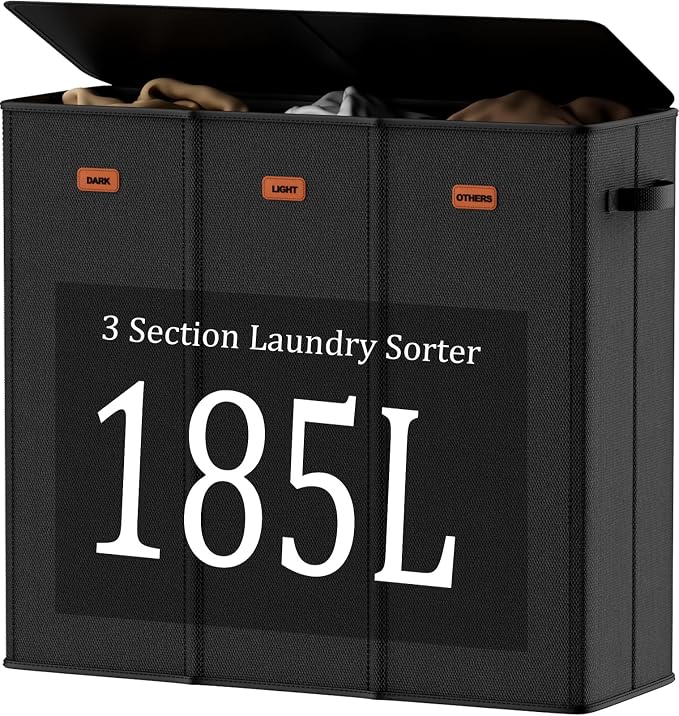 185L Laundry Hamper 3 Section by Fuonsyn