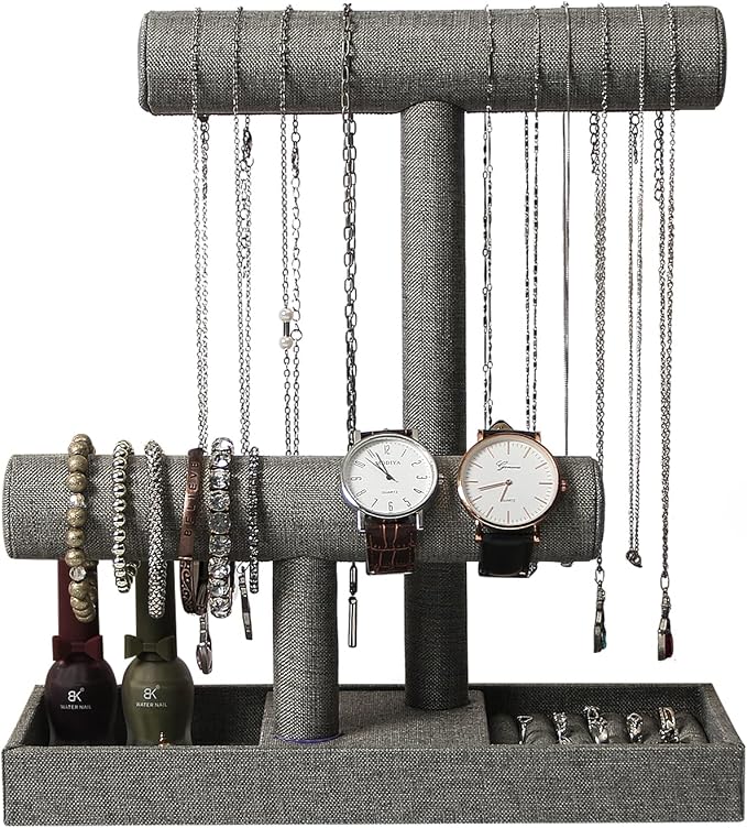 Coward 2 Tier Necklace Bracelet Holder Organizer by FocusOnJewelryDisplay15yrs