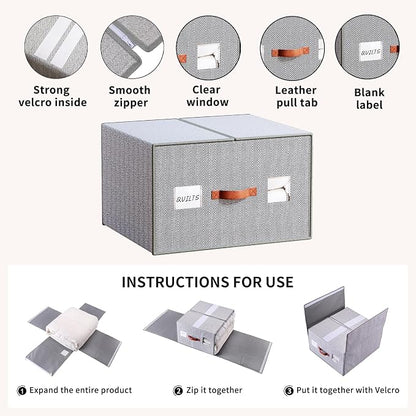 2 Pack Large Storage Bags for Comforters & Blankets, 70L Heavy-Duty blanket - Image 4