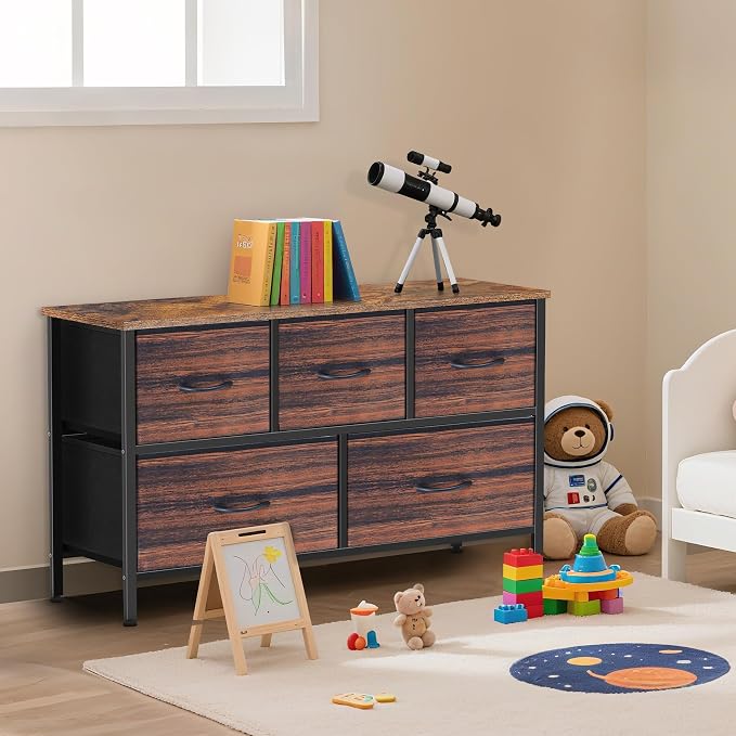 Dresser for Bedroom with 5 Drawers, Chest of Drawers, Storage Drawers Organizer - Image 2
