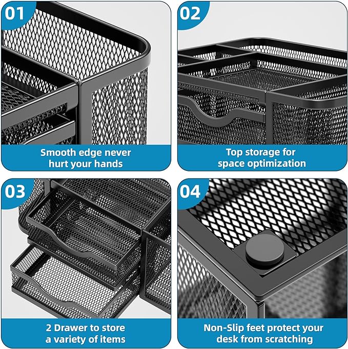 Marbrasse Mesh Desk Organizer, Pen Organizer - Image 6
