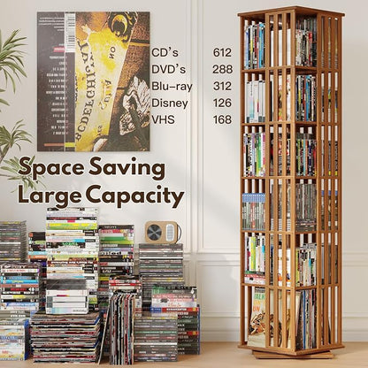 XIMN 360° Rotating Bamboo CD/DVD Shelf - Image 4