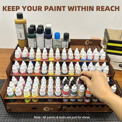 Wooden Paint Organizer 98 Holes Rack - Image 2