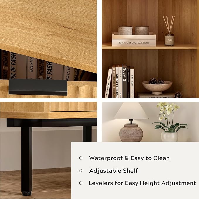 Modern Corner Cabinet, Fluted Small Floor Storage Cabinet - Image 4