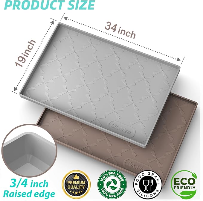 SIKADEER Under Sink Mat Waterproof 34" x 19", Silicone Mat Kitchen Drawer Shelf - Image 3