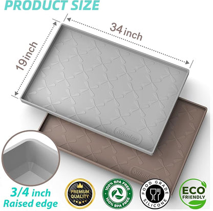 SIKADEER Under Sink Mat Waterproof 34" x 19", Silicone Mat Kitchen Drawer Shelf - Image 3