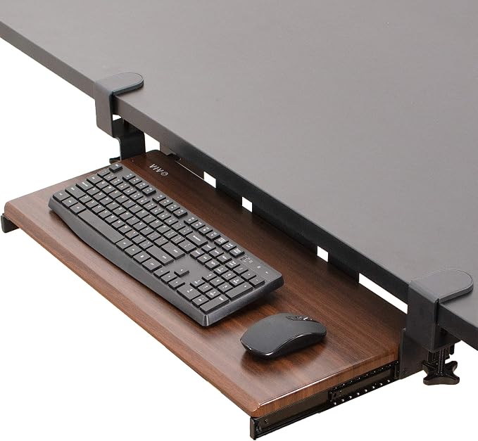 VIVO Dark Walnut Large 27 x 11 in Under Desk Keyboard Tray, MOUNT-KB05D | by Unknown