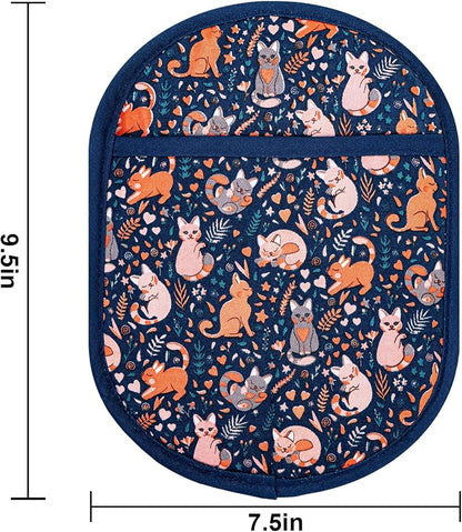 Pot Holders Set of 2 with Transparent Clear Silicone Shell and Nice Cat Flower - Image 2