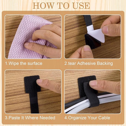 20pcs Hook and Loop Cable Ties, 3.55 Inch Self Adhesive Cable Management Straps - Image 3