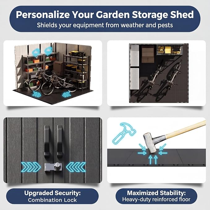 Devoko 8 x 8 FT Plastic Storage Shed - Image 4