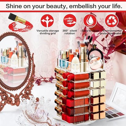Acrylic Lipstick Tower Holder, 360 Degree Rotating Makeup Cosmetic Lipsticks - Image 2