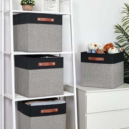 Temary 13 x 13 Storage Cubes Foldable Storage Cubes 4 Pack Canvas Storage Bin - Image 6