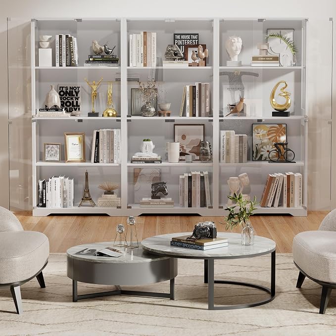 Display Cabinet with Glass Doors, 4-Tier Curio Cabinet with 3 Color Lights - Image 5