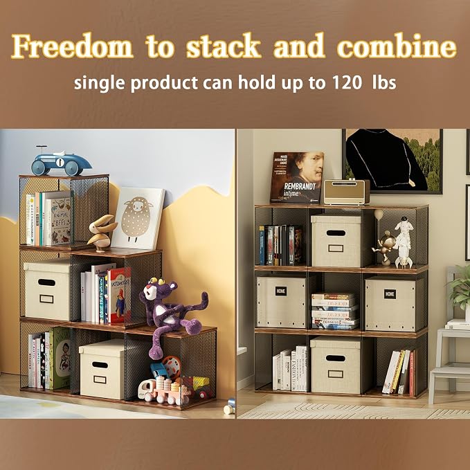 Dmevkic 2 Cube Organizer Bookshelves DIY Variable Stackable Cube Storage - Image 4
